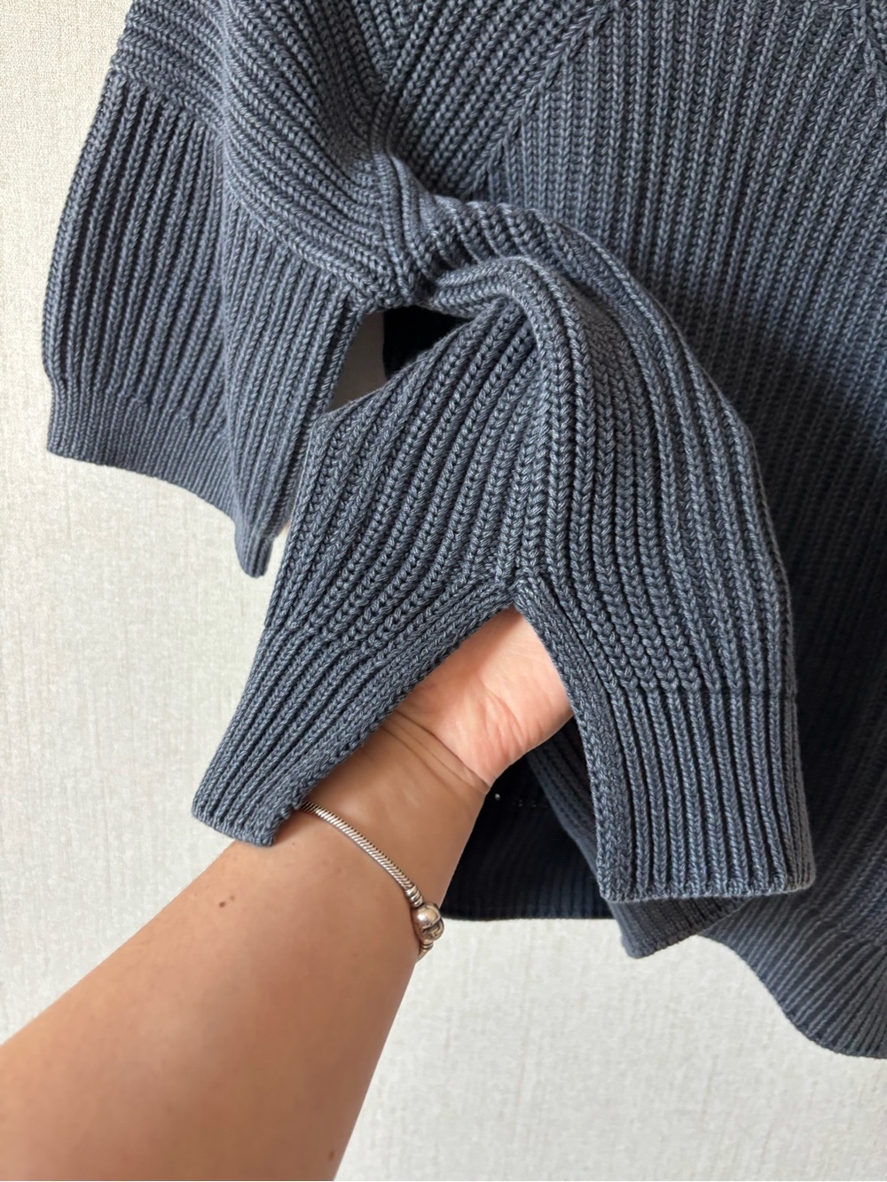 Joie navy blue Short-Sleeve Ribbed Crew Sweater 100% cotton - Picture 6 of 6